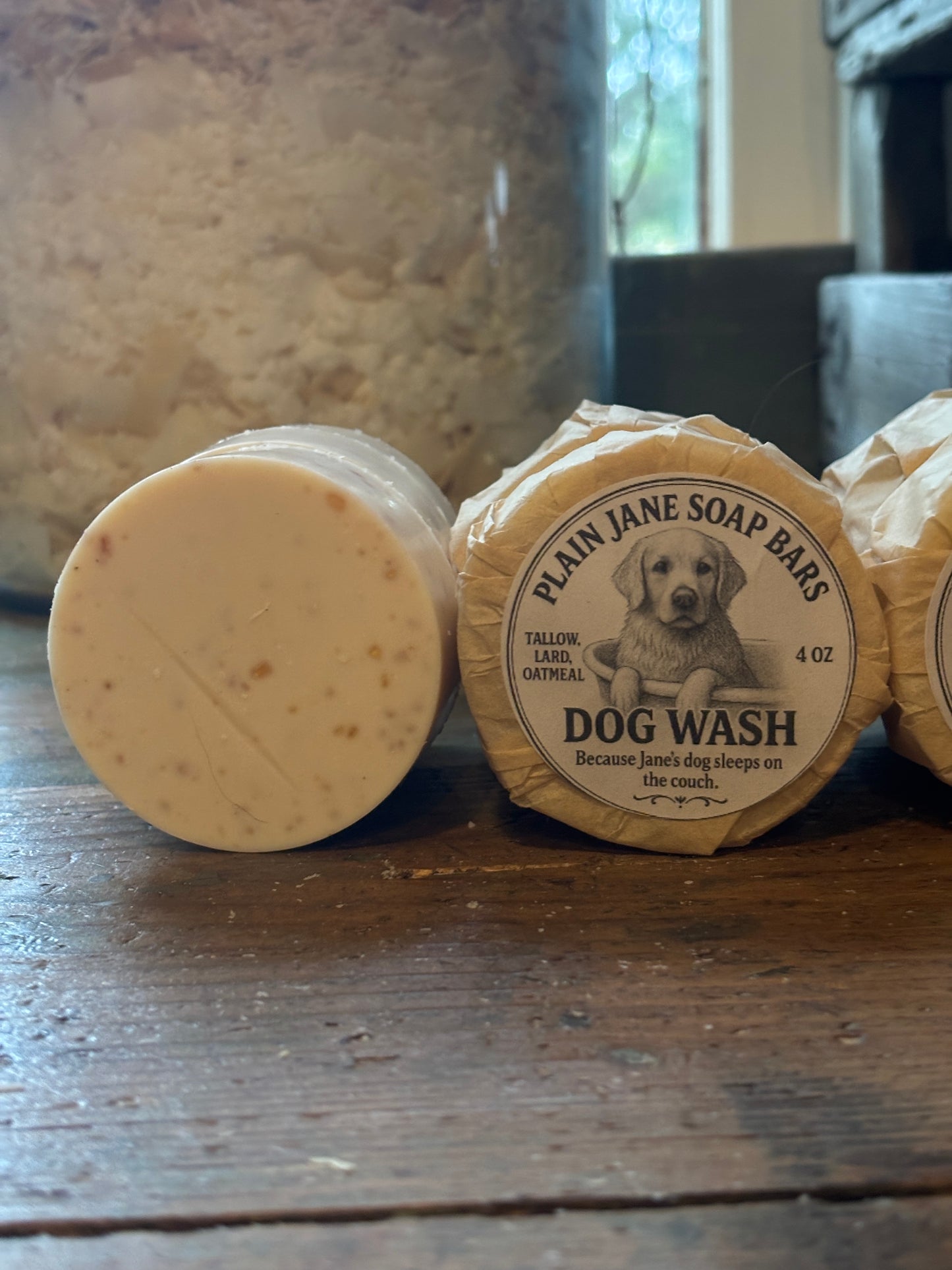 Dog Shampoo Bar  | Tallow. Lard & Oatmeal Soap Bar for Dogs (4oz)