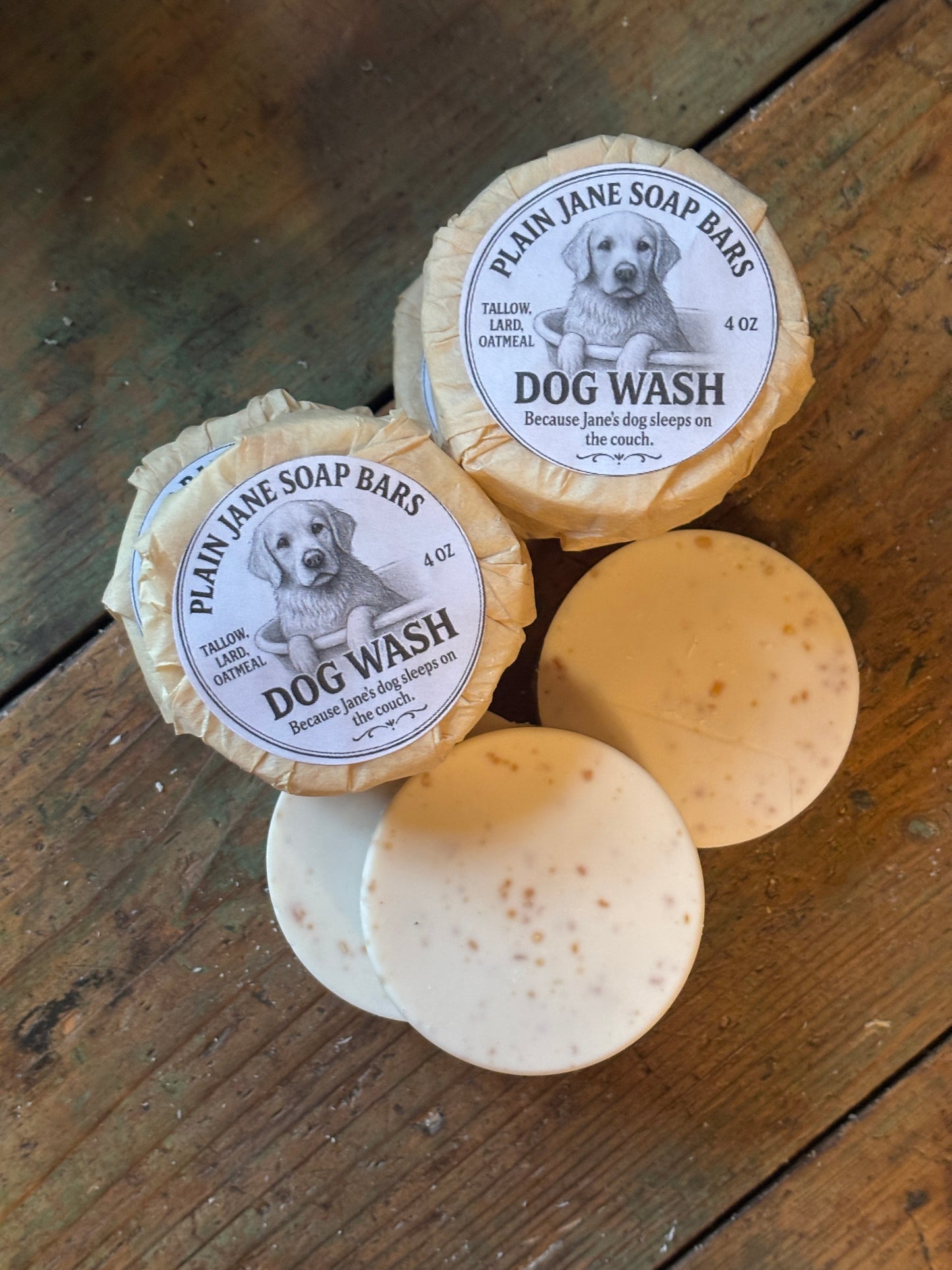 Dog Shampoo Bar  | Tallow. Lard & Oatmeal Soap Bar for Dogs (4oz)