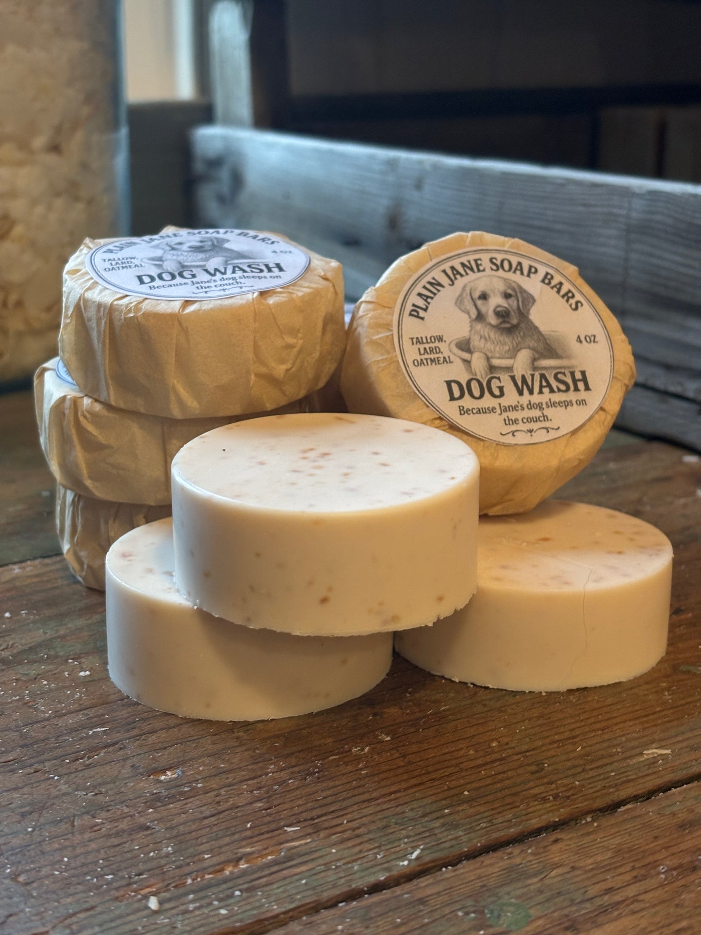 Dog Shampoo Bar  | Tallow. Lard & Oatmeal Soap Bar for Dogs (4oz)